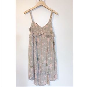 Frenchi High Low Beige Floral Chiffon Dress